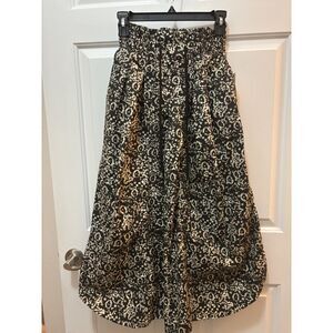 ANTHROPOLOGIE XXS Very wide leg Gathered Pants Black Print New Tags